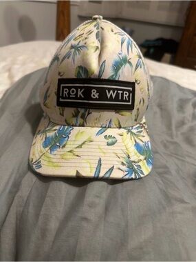 ROK & WTR Tropical Palm Leaf Trucker Hat - White Mesh Snapback